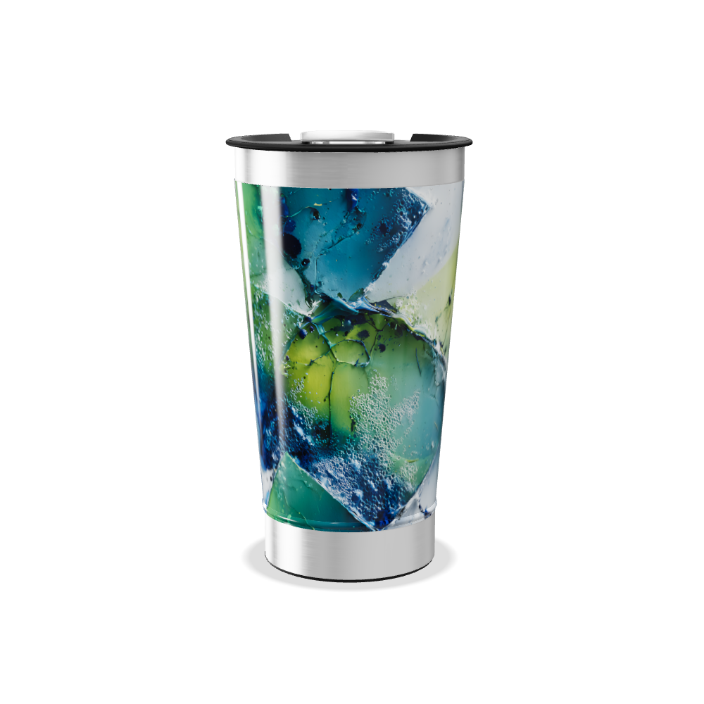 Copo Térmico - Azul e Verde Abstrato