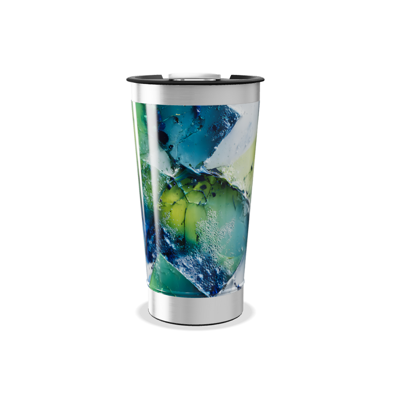 Copo Térmico - Azul e Verde Abstrato