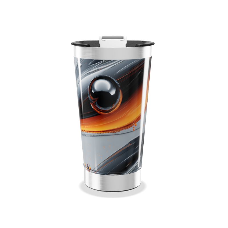 Copo Térmico - Design Preto e Laranja