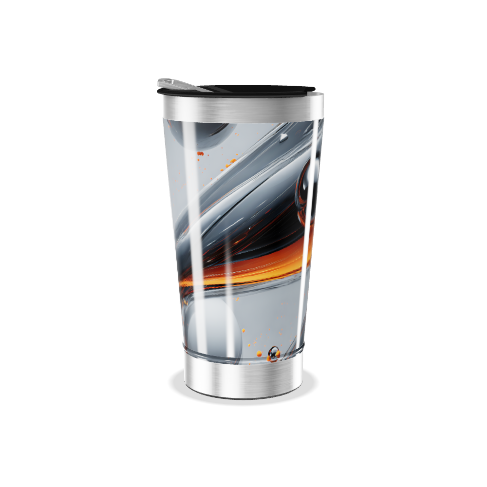 Copo Térmico - Design Preto e Laranja