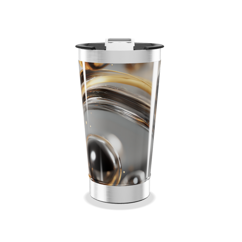 Copo Térmico - Design abstrato aço inox