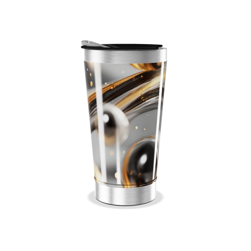 Copo Térmico - Design abstrato aço inox