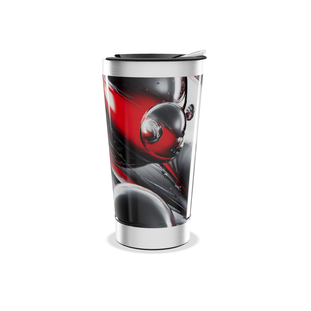 Copo Térmico - Abstrato Vermelho e Preto