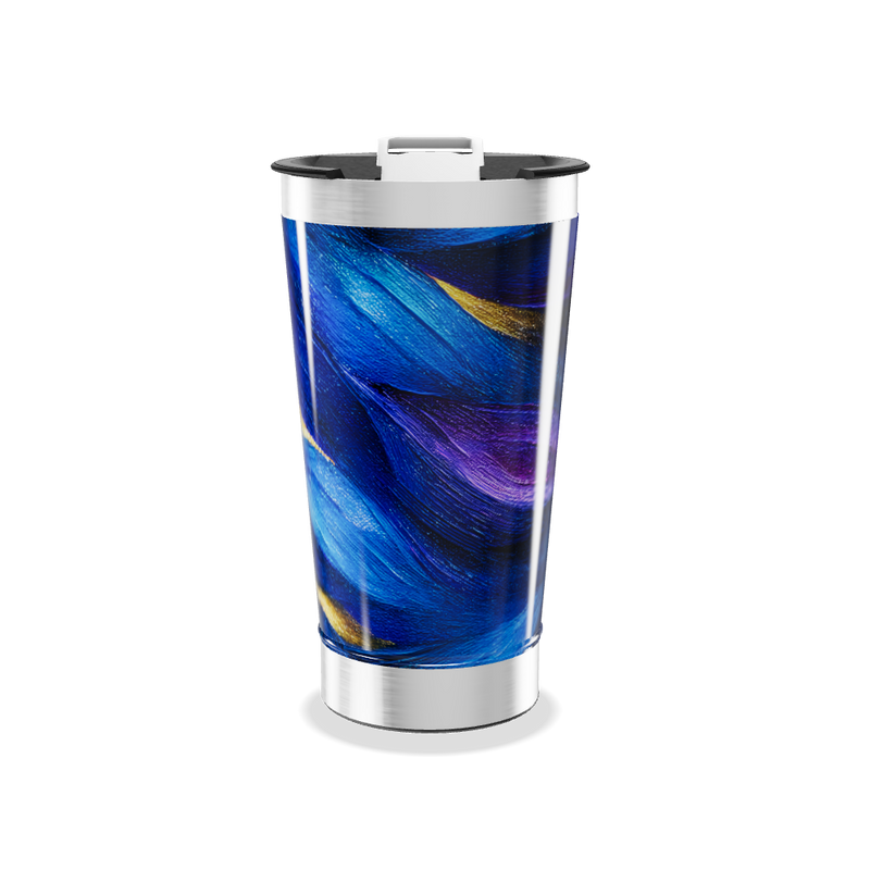 Copo Térmico - Azul com Estampa Abstrata