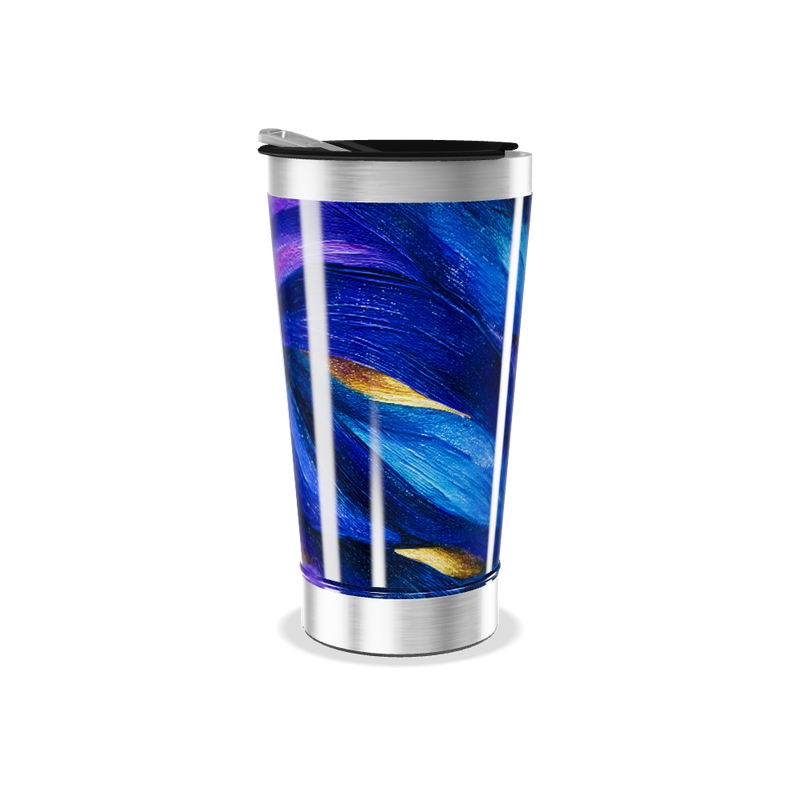 Copo Térmico - Azul com Estampa Abstrata