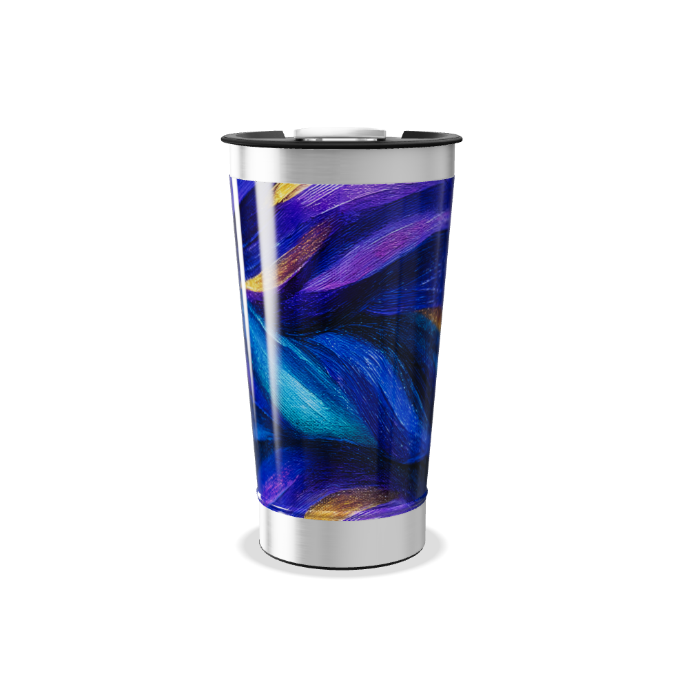 Copo Térmico - Azul com Estampa Abstrata