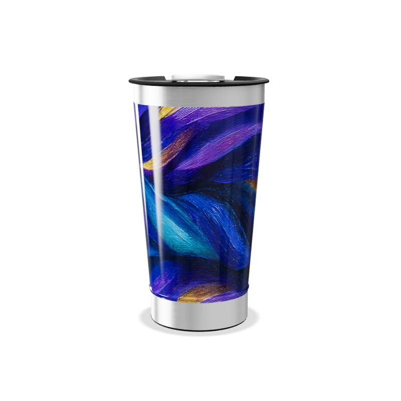 Copo Térmico - Azul com Estampa Abstrata