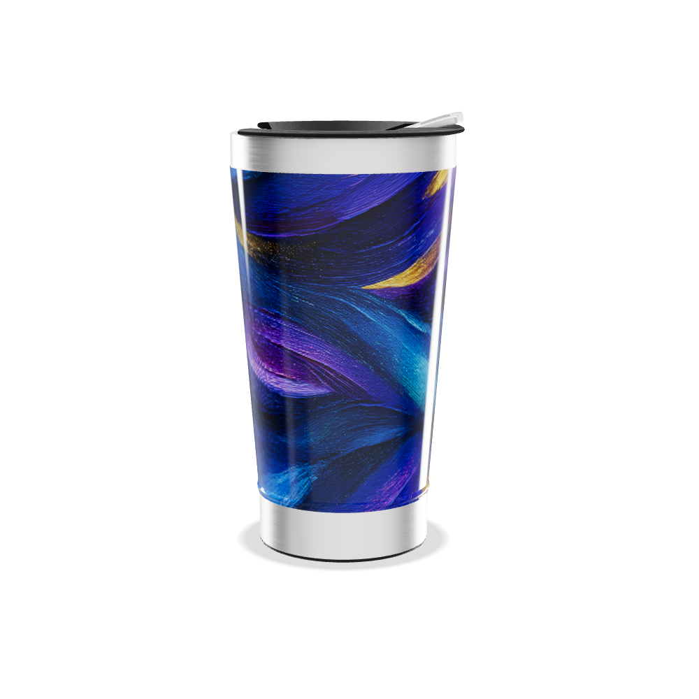 Copo Térmico - Azul com Estampa Abstrata