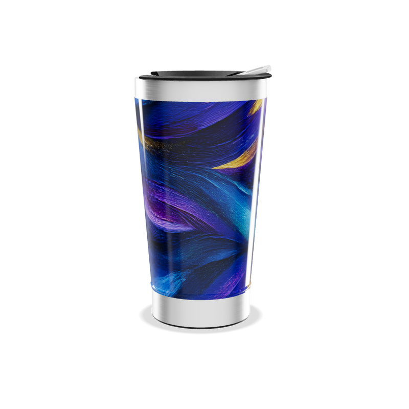 Copo Térmico - Azul com Estampa Abstrata