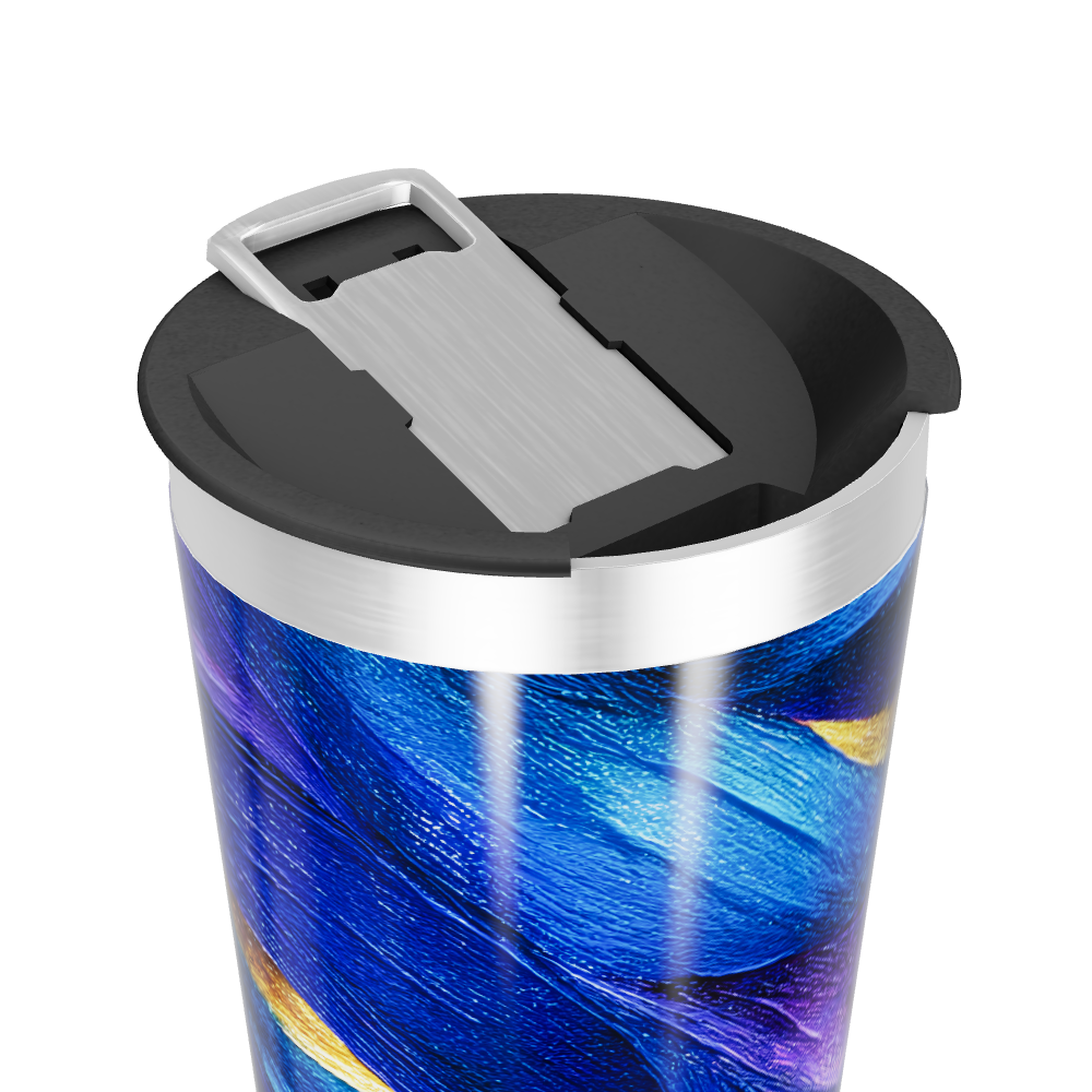 Copo Térmico - Azul com Estampa Abstrata