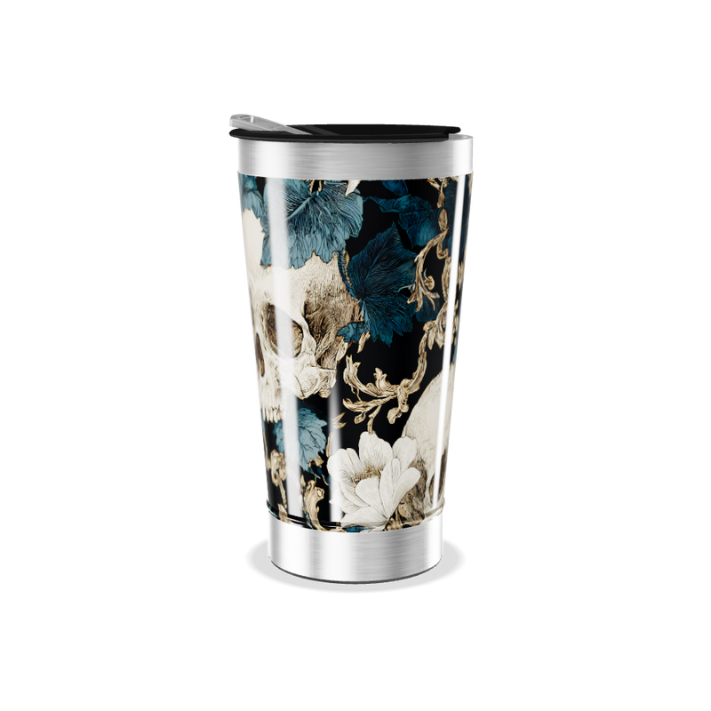 Copo Térmico - Estampa Caveira Floral