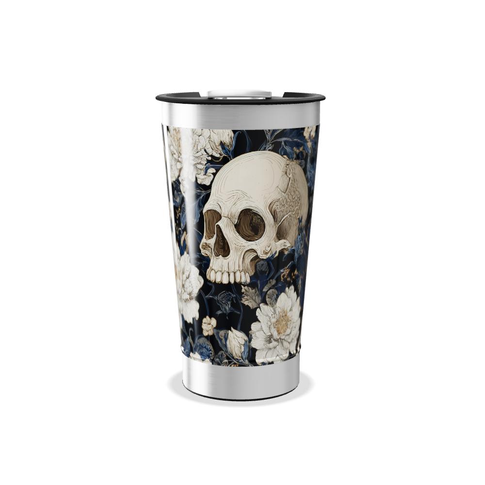 Copo Térmico - Floral Preto e Azul