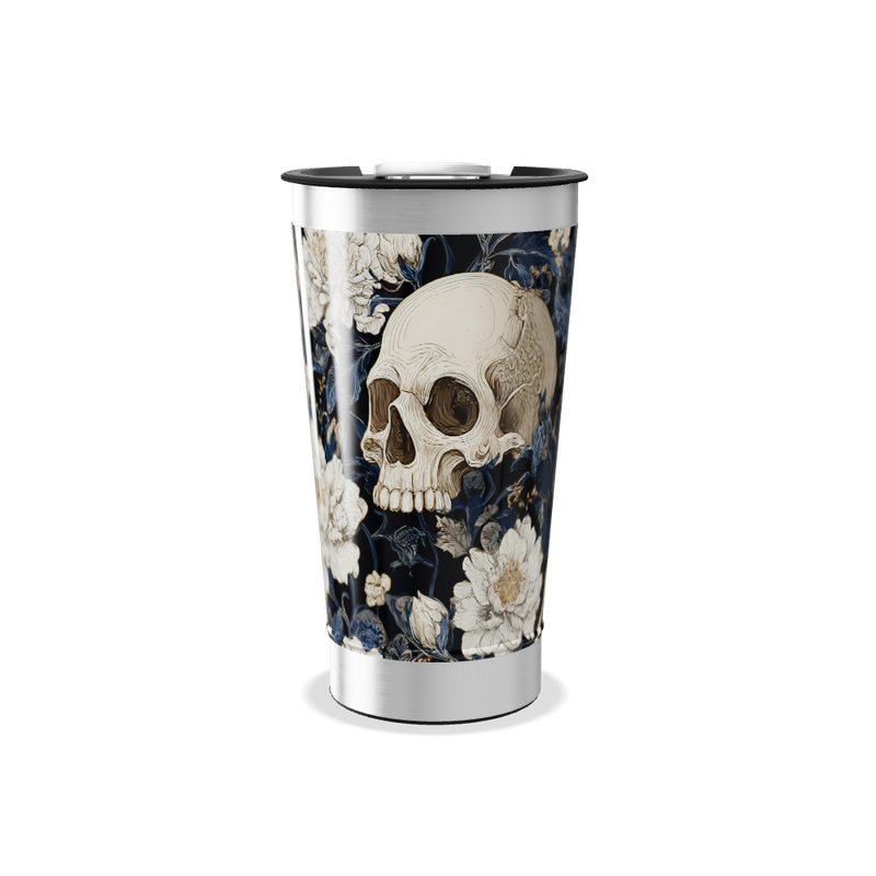 Copo Térmico - Floral Preto e Azul