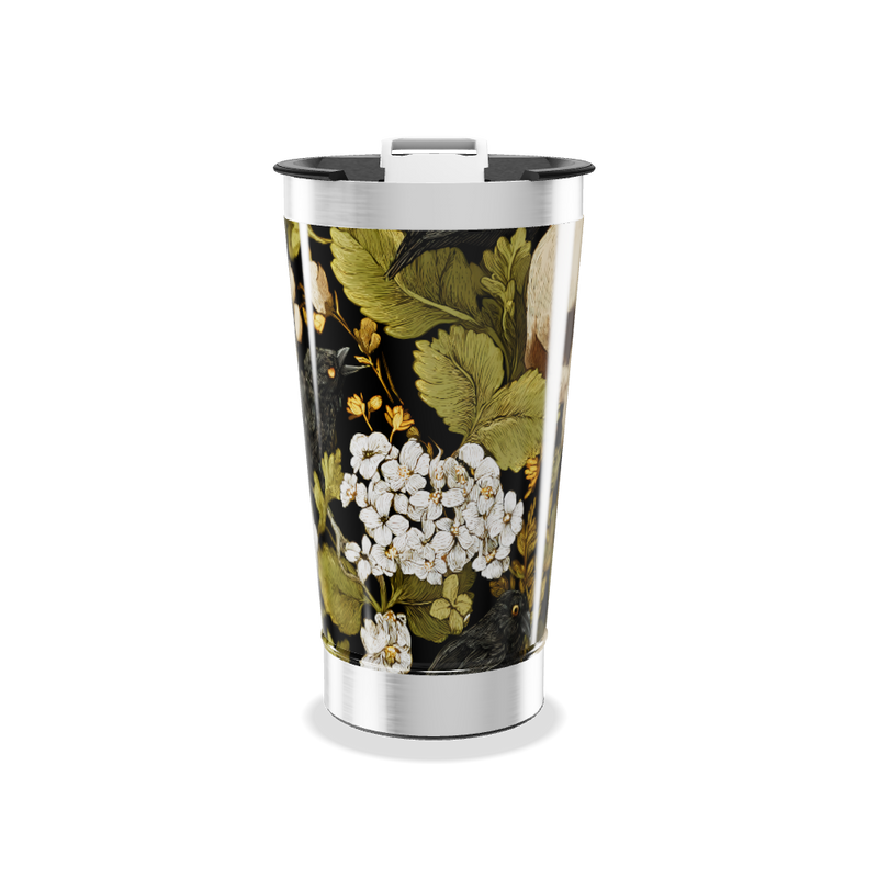 Copo Térmico - Floral Preto e Dourado