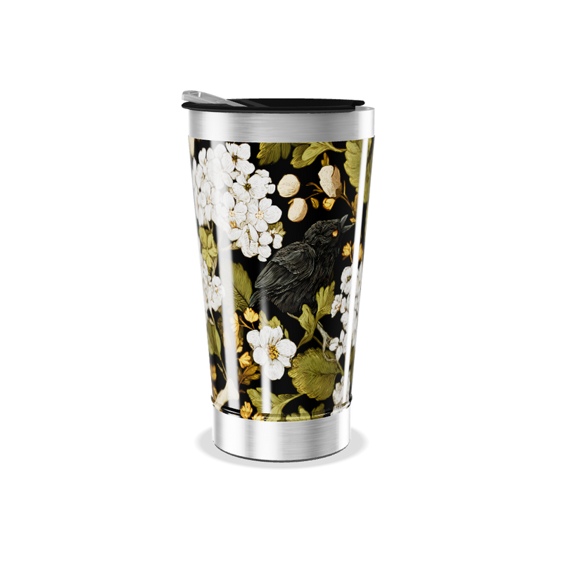 Copo Térmico - Floral Preto e Dourado