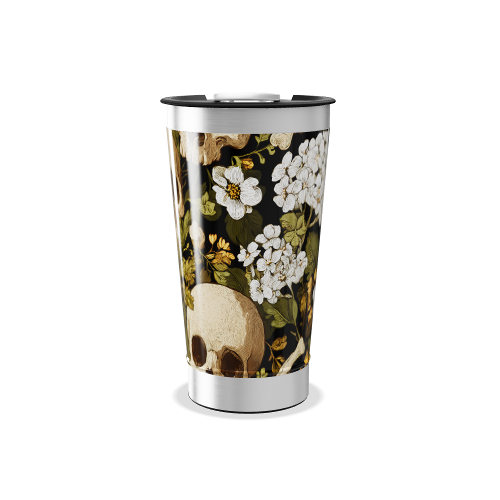 Copo Térmico - Floral Preto e Dourado