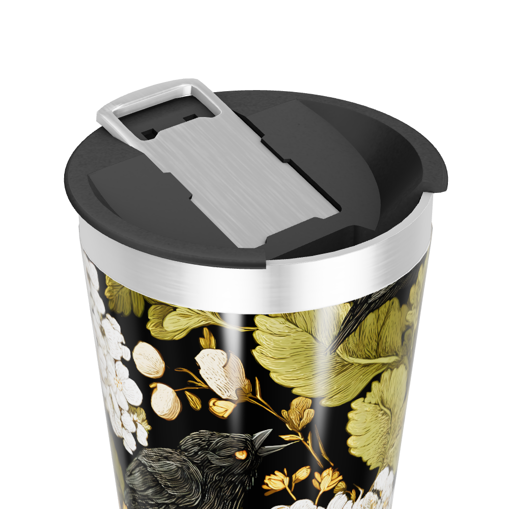 Copo Térmico - Floral Preto e Dourado