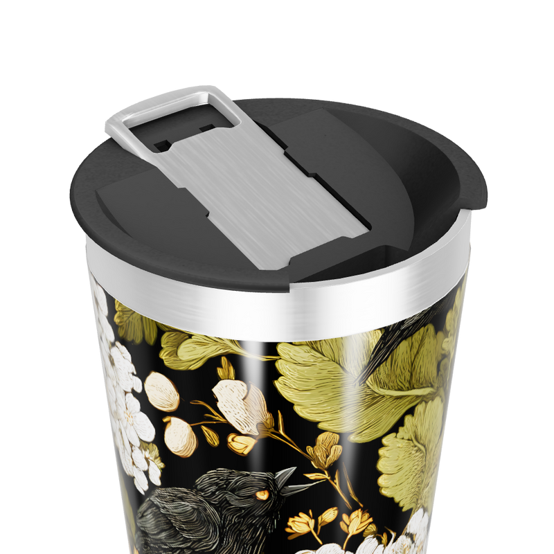 Copo Térmico - Floral Preto e Dourado