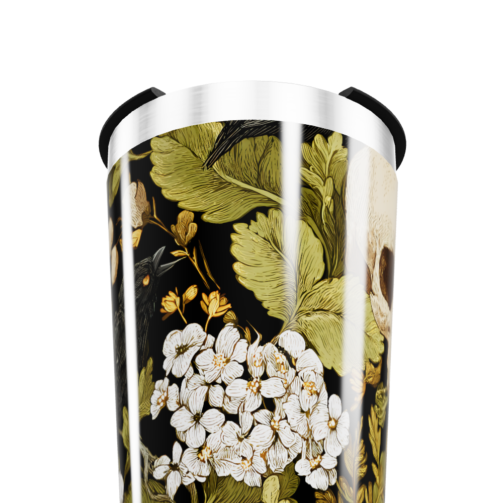 Copo Térmico - Floral Preto e Dourado