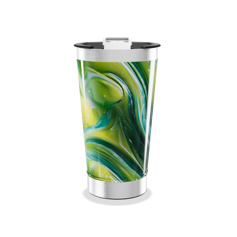 Copo Térmico - Verde com Design Abstrato