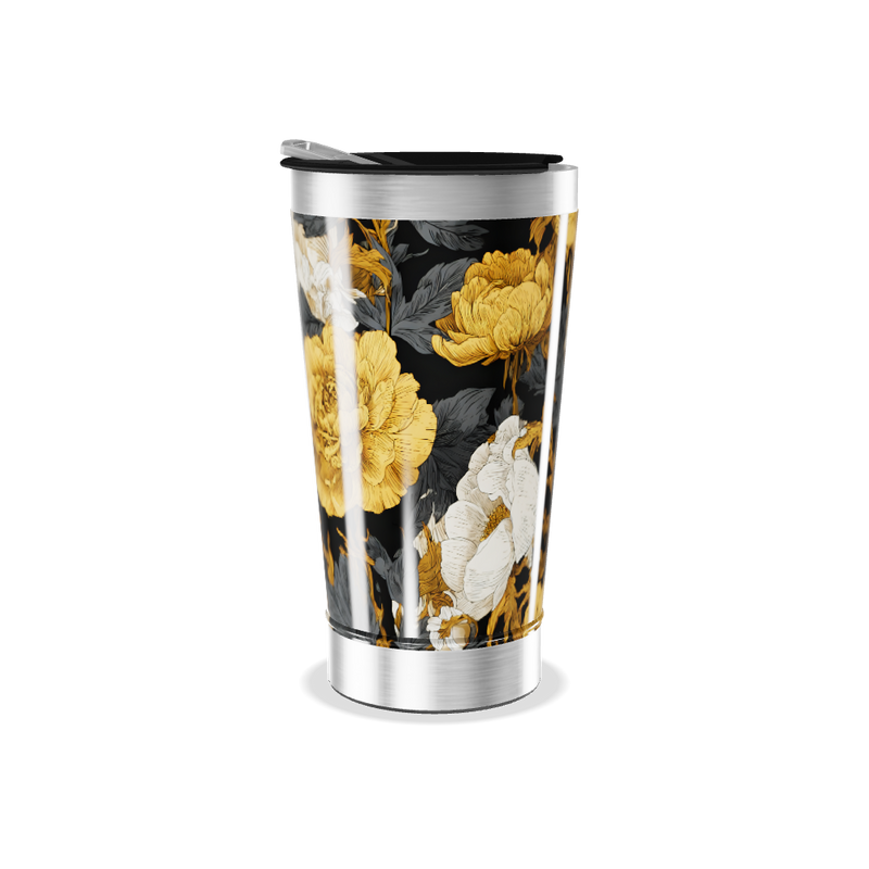 Copo Térmico - Floral Caveira Preto