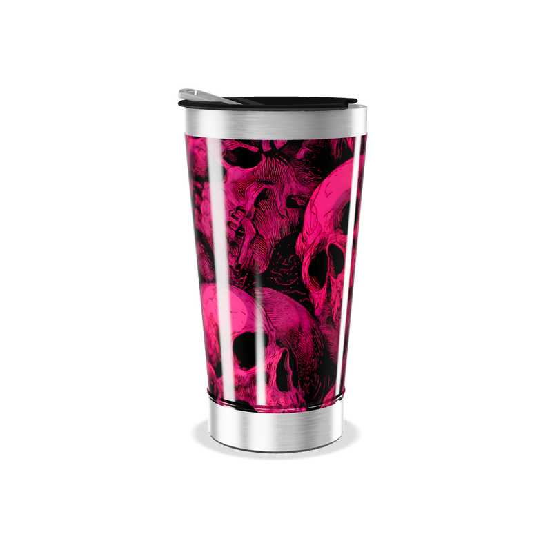 Copo Térmico - Caveira Rosa Aço Inox