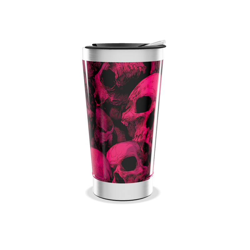 Copo Térmico - Caveira Rosa Aço Inox