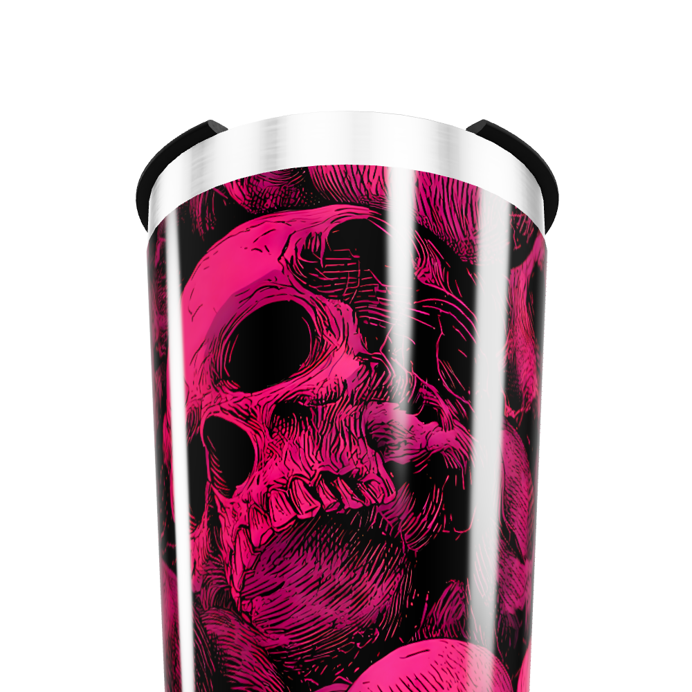 Copo Térmico - Caveira Rosa Aço Inox