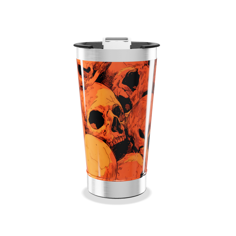 Copo Térmico - Estampa Caveiras Laranja