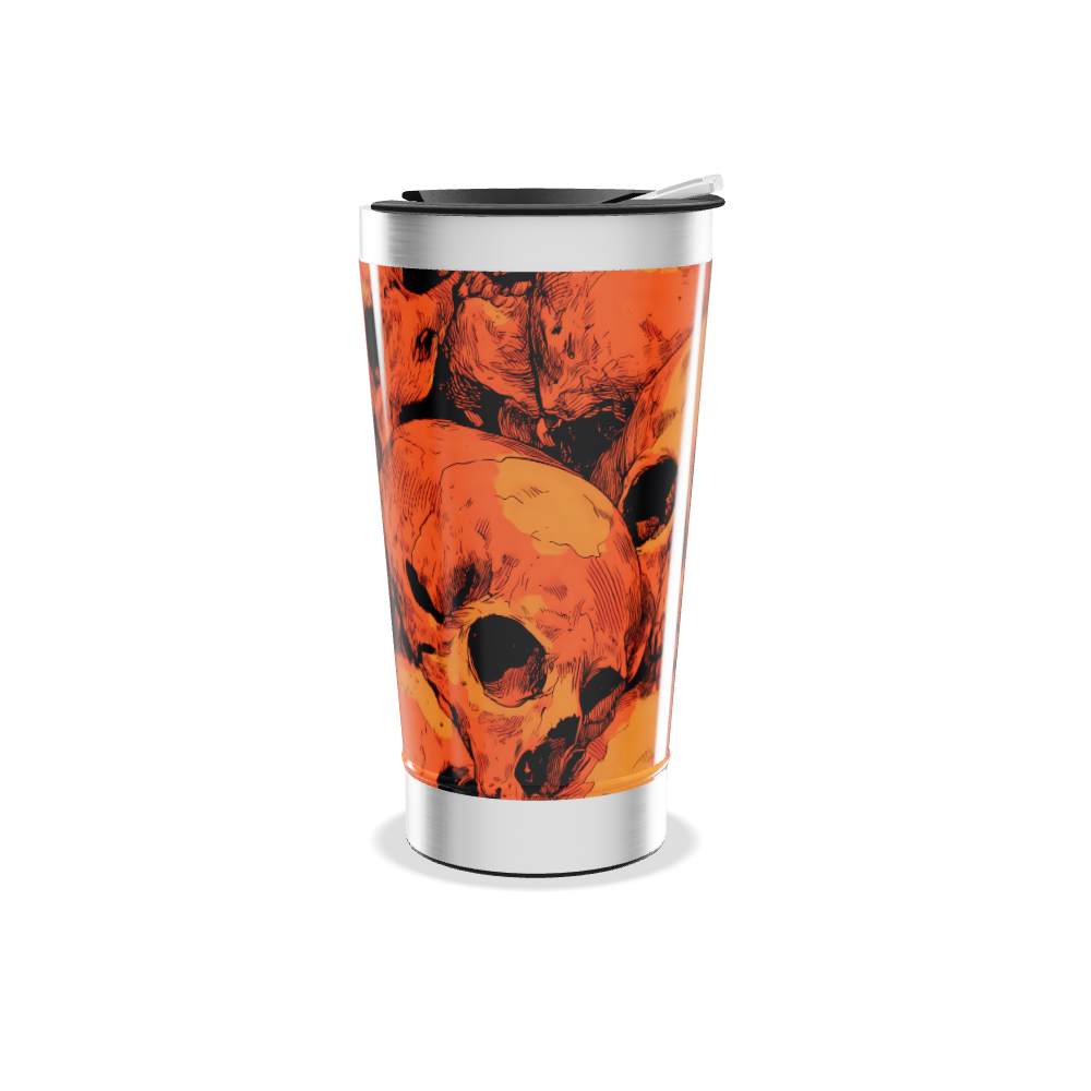 Copo Térmico - Estampa Caveiras Laranja