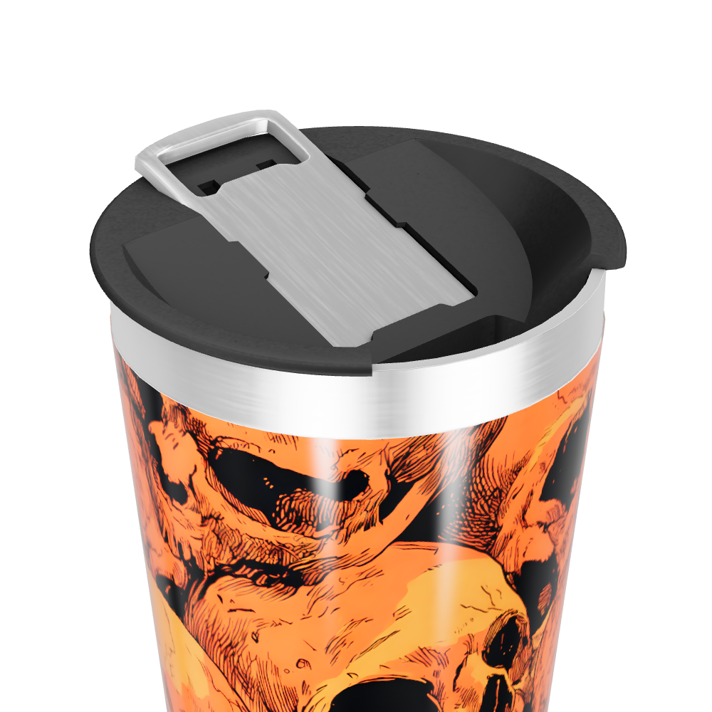 Copo Térmico - Estampa Caveiras Laranja