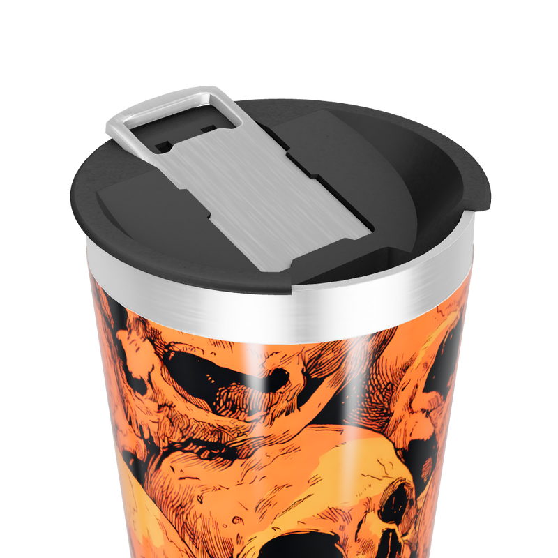 Copo Térmico - Estampa Caveiras Laranja