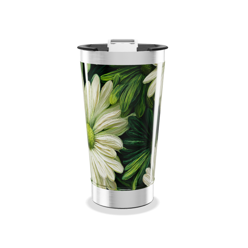 Copo Térmico - Flores Verde e Branco