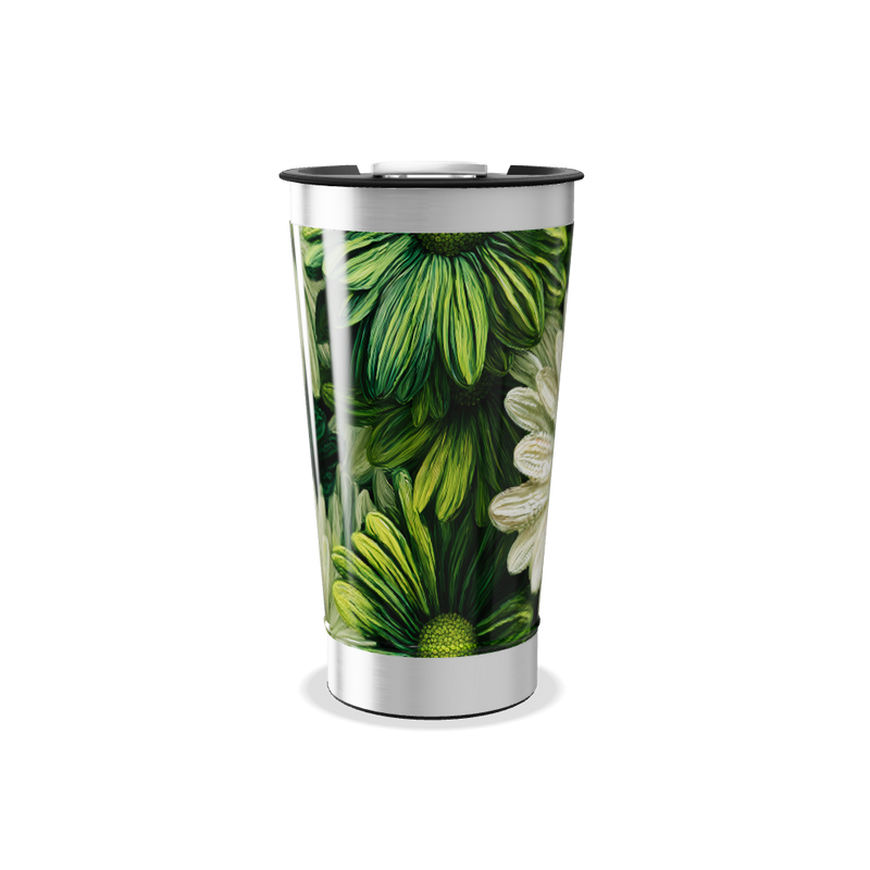 Copo Térmico - Flores Verde e Branco