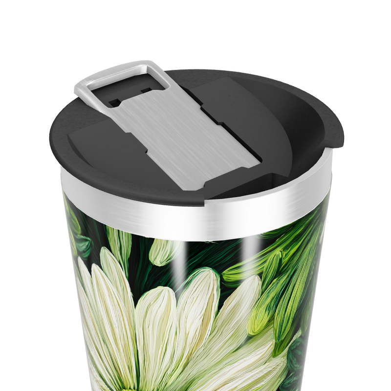 Copo Térmico - Flores Verde e Branco