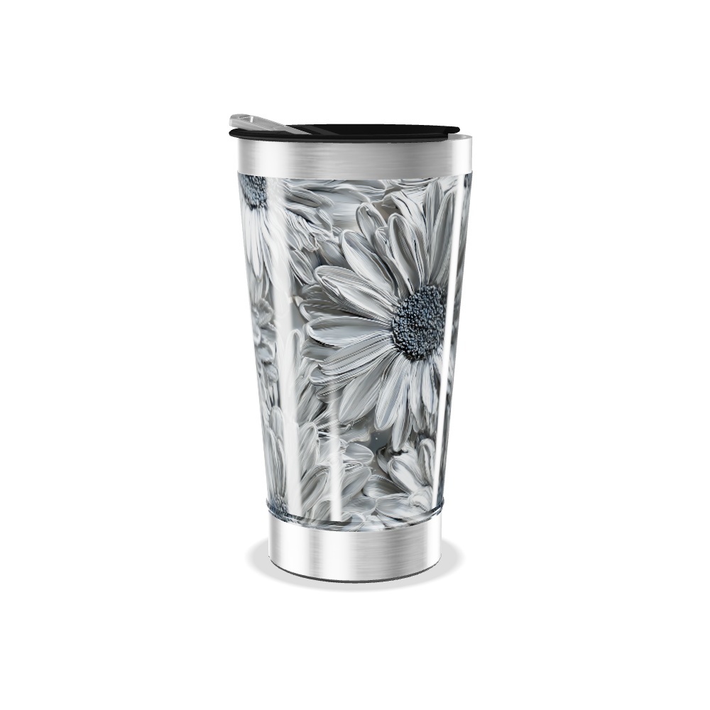 Copo Térmico - Estampa Floral Cinza