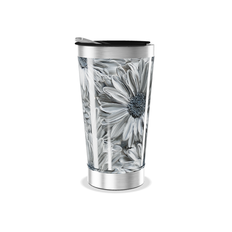 Copo Térmico - Estampa Floral Cinza