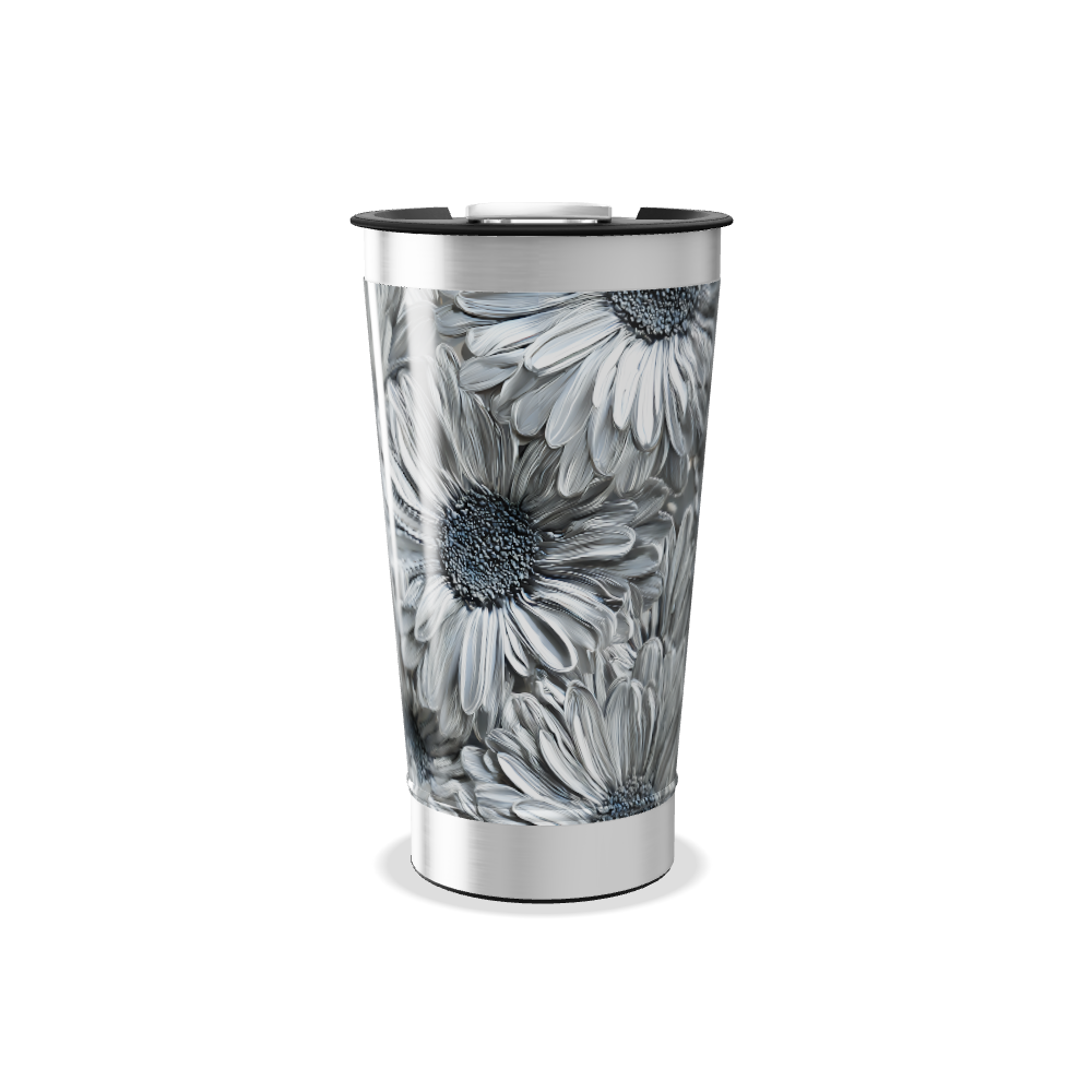 Copo Térmico - Estampa Floral Cinza