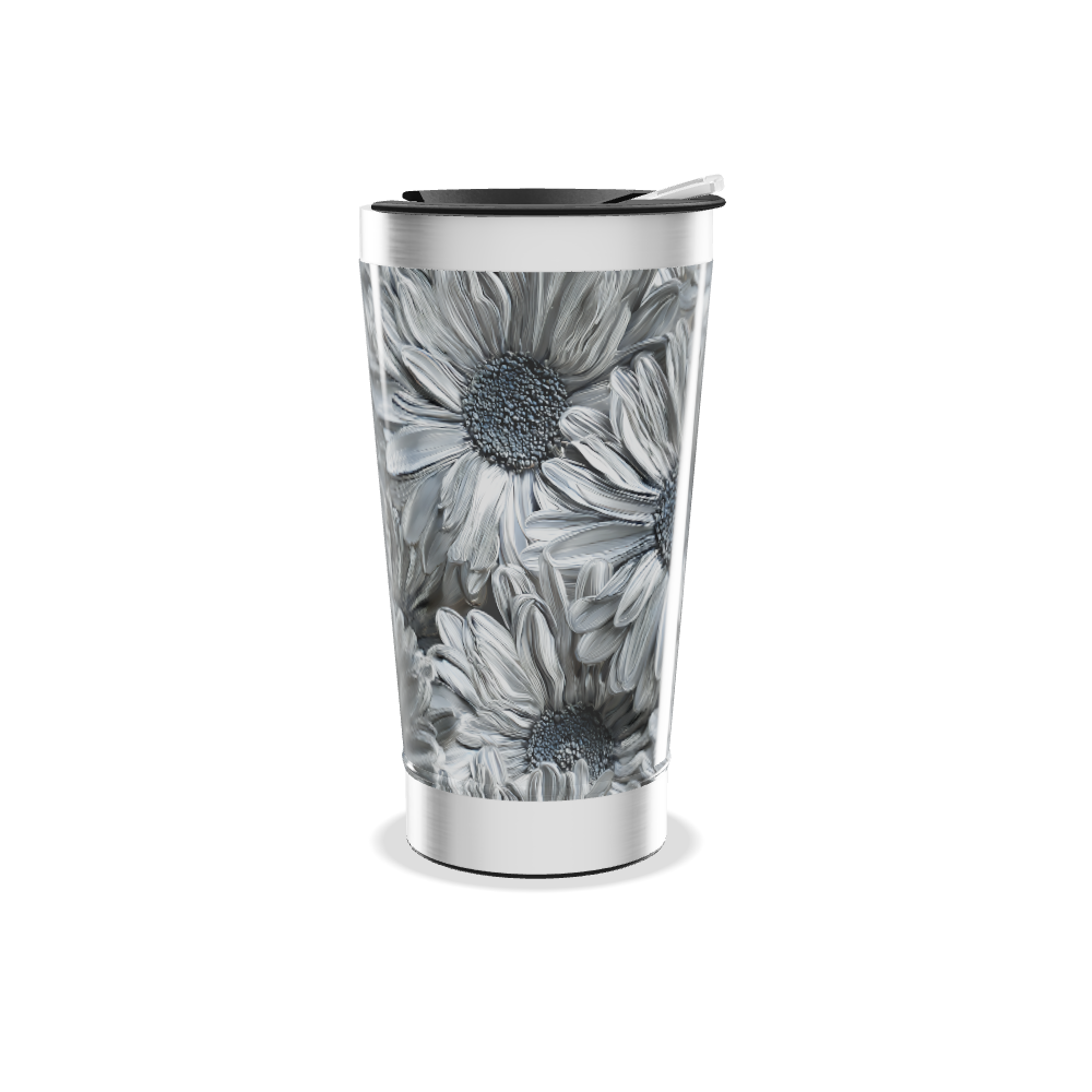 Copo Térmico - Estampa Floral Cinza