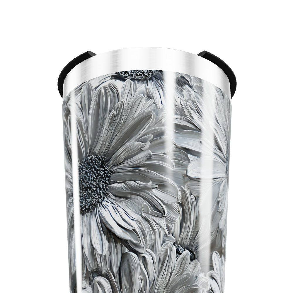 Copo Térmico - Estampa Floral Cinza