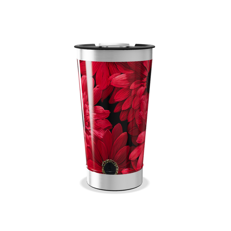 Copo Térmico - Floral Vermelho Inox