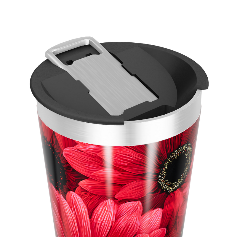 Copo Térmico - Floral Vermelho Inox