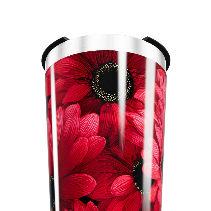 Copo Térmico - Floral Vermelho Inox