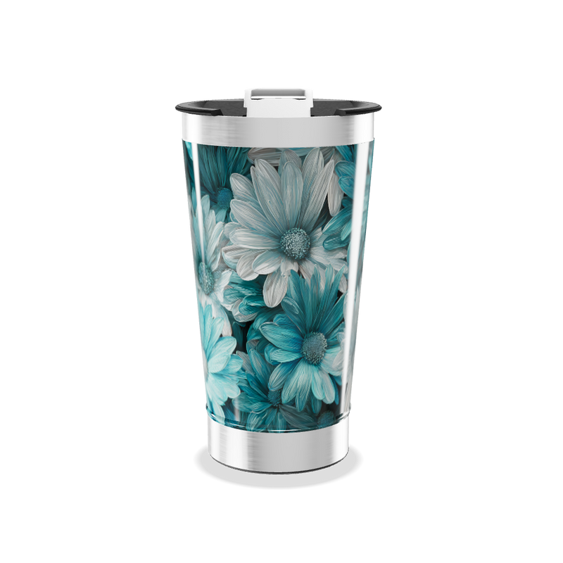 Copo Térmico - Floral Azul Aço Inox