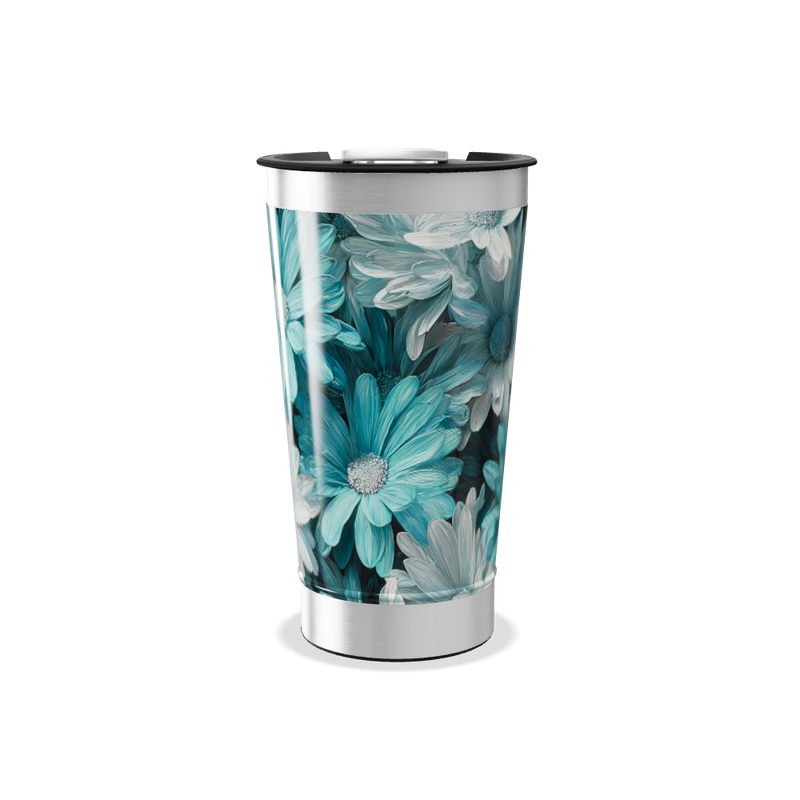 Copo Térmico - Floral Azul Aço Inox