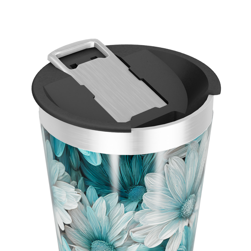 Copo Térmico - Floral Azul Aço Inox