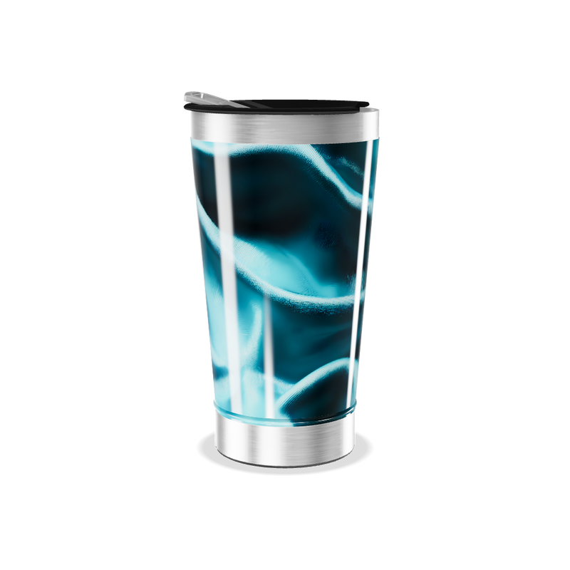 Copo Térmico - Azul com Estampa Ondulada