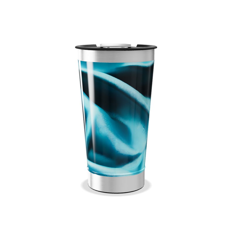 Copo Térmico - Azul com Estampa Ondulada