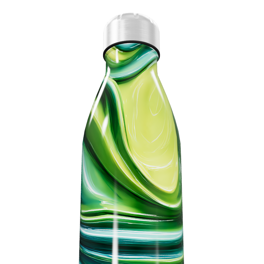 Garrafa Inox Verde - Estampa Marmorizada