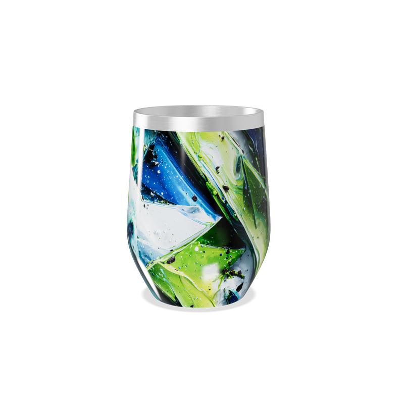 Copo Térmico Slim - Abstrato azul e verde aço inox